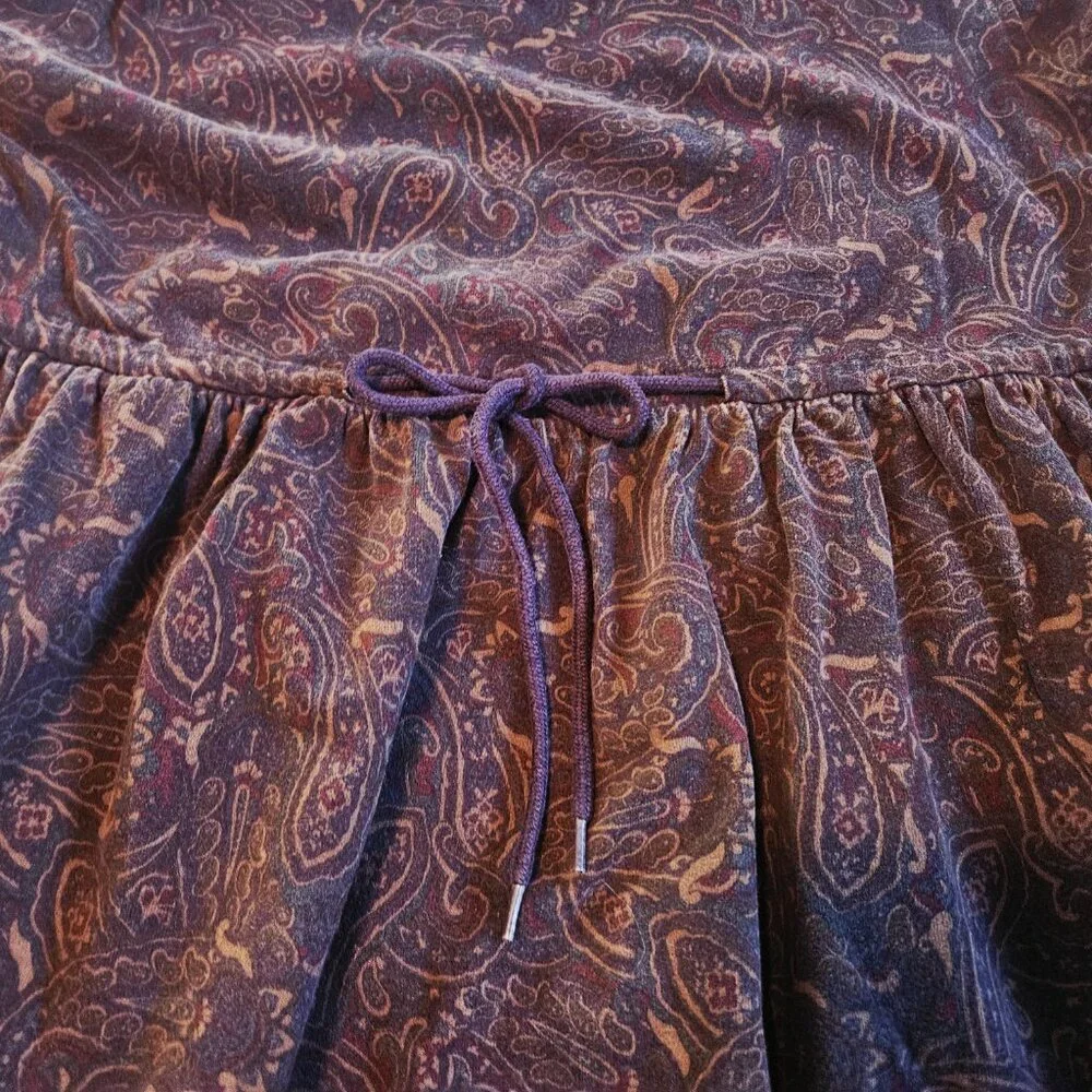 Jones Wear Sport Vintage Cotton Dress  Paisley Pattern Drawstring Waist Size M - Picture 5 of 8